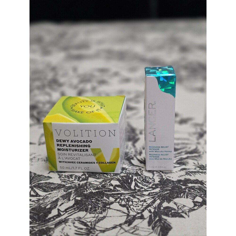 Volition Dewy Avocado Replenishing Moisturizer & LANCER Skincare Redness Relief